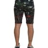 Black Volcano Print Knee Length Shorts by Dolce & Gabbana 44 IT Men