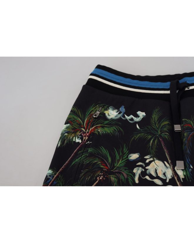 Black Volcano Print Knee Length Shorts by Dolce & Gabbana 44 IT Men