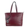 Burgundy Eco-Leather Shopping Bag with Chain Detail One Size Women