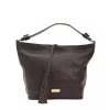 Leather Shoulder Bag with Adjustable Strap and Logo Detail One Size Women