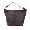 Leather Shoulder Bag with Adjustable Strap and Logo Detail One Size Women