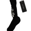 Floral Crystal Embellished Stockings Socks – S