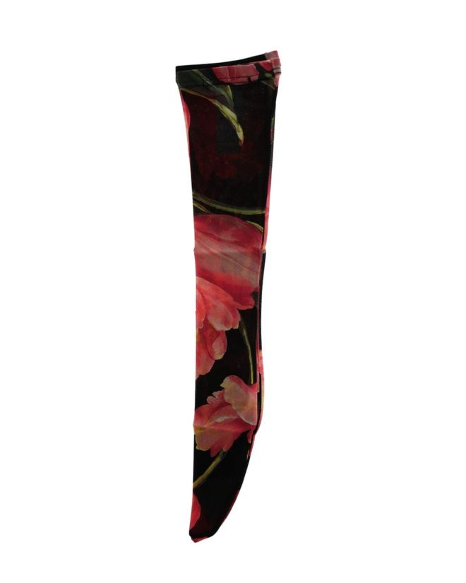 Floral Stretch Stockings with Logo Details Women – S