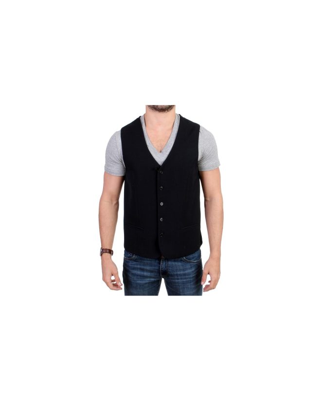 Casual Vest in Black Wool Blend by Costume National CNC 48 IT Men