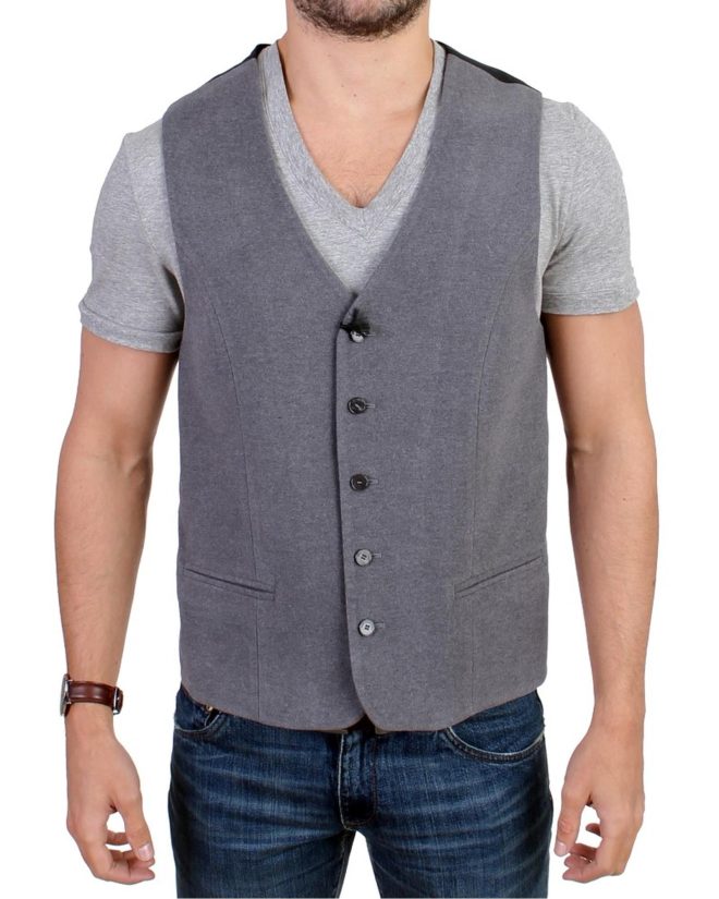 Costume National CNC Gray Cotton Blend Casual Vest 48 IT Men