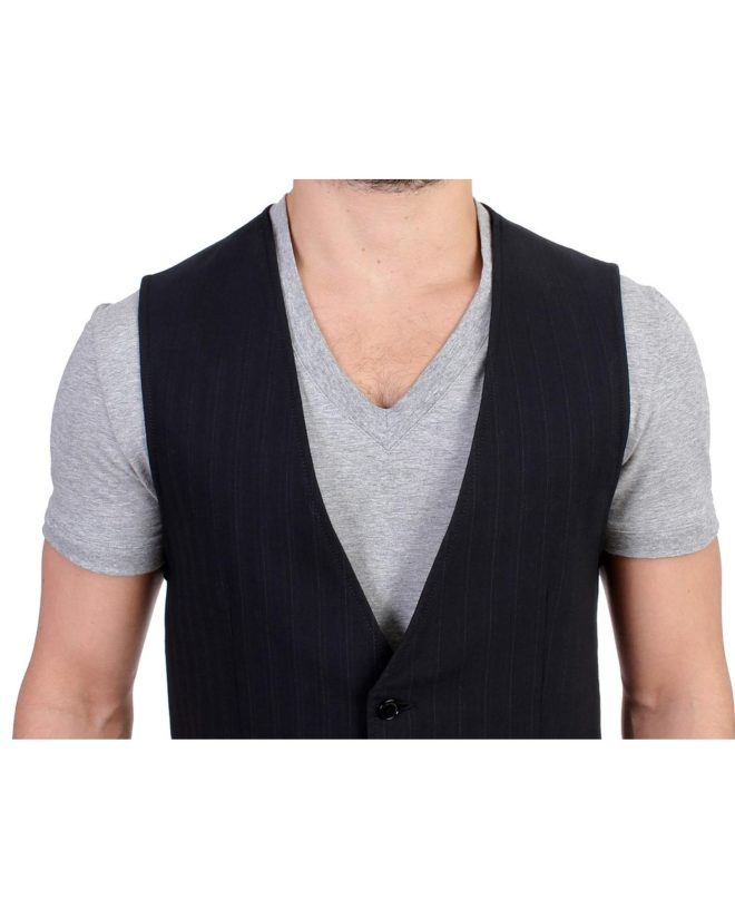 Costume National CNC Black Striped Casual Vest 48 IT Men