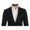 Black Silk and Linen Blend Two Button Slim Fit Blazer Jacket 48 IT Men