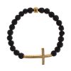 NIALAYA Gold Plated Sterling Silver Bracelet with CZ Diamond Cross – XS