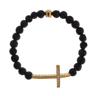 NIALAYA Gold Plated Sterling Silver Bracelet with CZ Diamond Cross