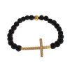 NIALAYA Gold Plated Sterling Silver Bracelet with CZ Diamond Cross – XS