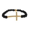 NIALAYA Gold Plated Sterling Silver Bracelet with CZ Diamond Cross – XS