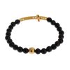 NIALAYA Gold Plated Sterling Silver Bracelet with Agate Stone and CZ Diamond Cross Women – M