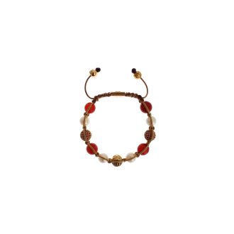 Authentic NIALAYA Red CZ Carnelian Pearl Bracelet S Women