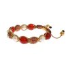 Authentic NIALAYA Red CZ Carnelian Pearl Bracelet S Women