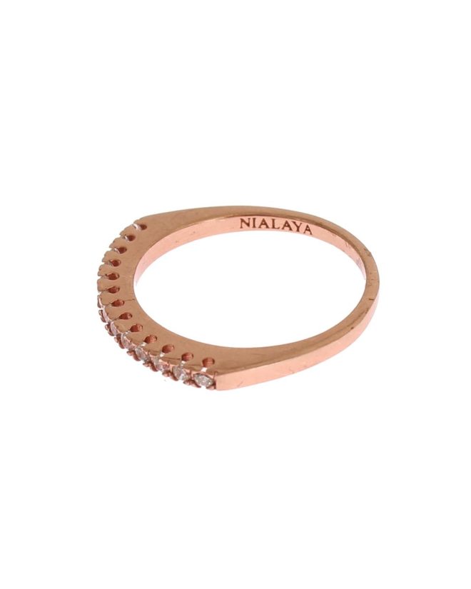 NIALAYA 18K Gold Plated Ring with Clear CZ Crystals Women – 47 EU