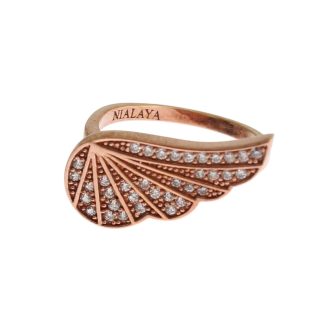 Authentic NIALAYA Ring with Pink Gold Plating and Clear CZ Crystals