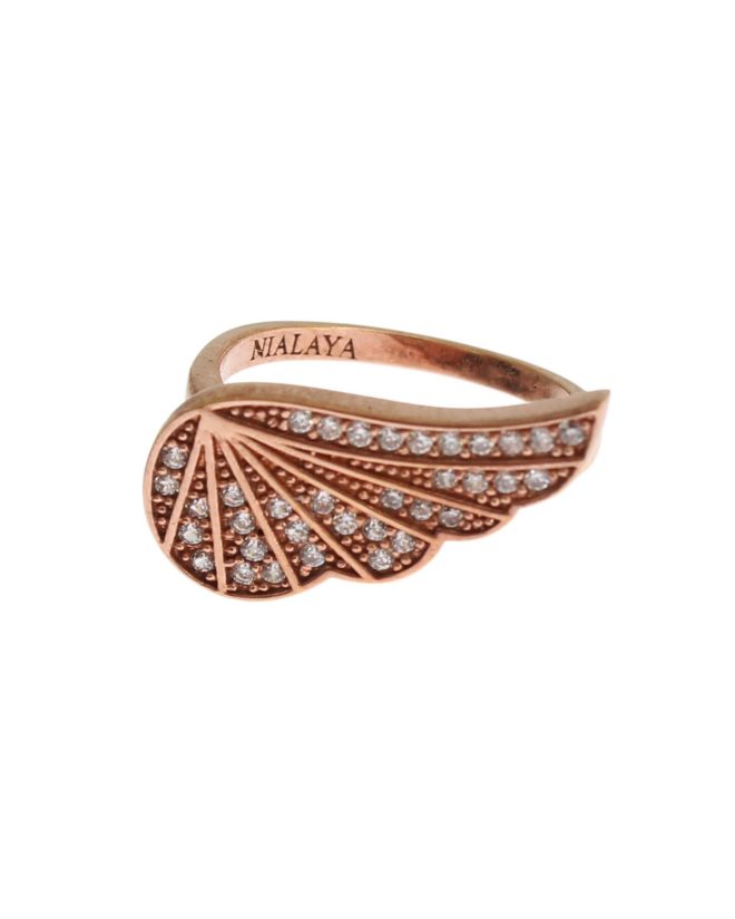 Authentic NIALAYA Ring with Pink Gold Plating and Clear CZ Crystals – 47 EU