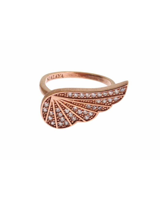 Authentic NIALAYA Ring with Pink Gold Plating and Clear CZ Crystals – 47 EU