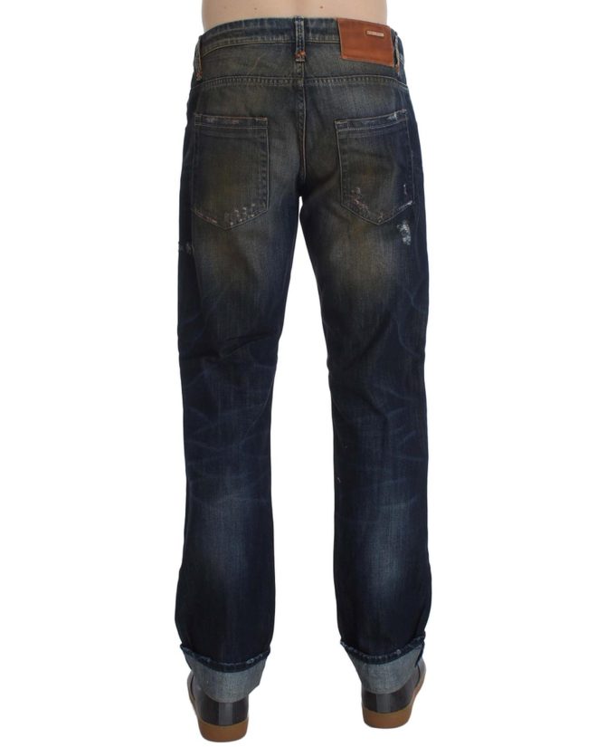 ACHT Mens Jeans – Regular Straight Fit Blue Wash W34 US Men