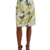 Lemon Printed Fringe Pencil Skirt 40 IT Women