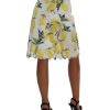 Lemon Printed Fringe Pencil Skirt 40 IT Women