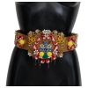 Floral Crystal Embellished Wide Waist Belt 42 IT Women