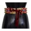 Floral Crystal Embellished Wide Waist Belt 42 IT Women