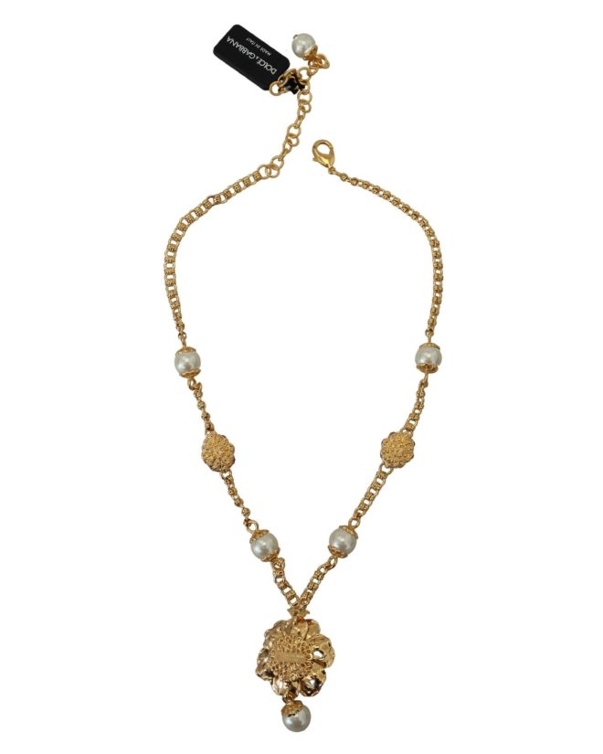 Dolce & Gabbana Gold Crystal Statement Charm Necklace One Size Women