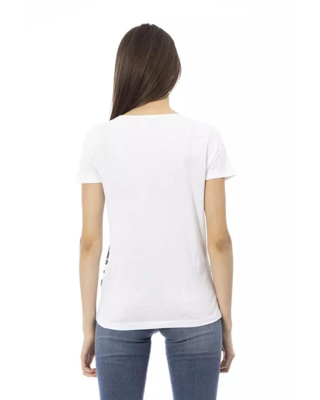 Short Sleeve T-shirt with Round Neck and Front Print – L