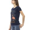 Round Neck Short Sleeve T-shirt with Front Print 2XL Women