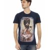 Round Neck Short Sleeve T-Shirt with Front Print XL Men