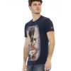 Round Neck Short Sleeve T-Shirt with Front Print XL Men