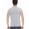 Short Sleeve Round Neck T-shirt with Front Print – L