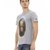 Short Sleeve T-shirt with Round Neck and Front Print – L