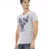 Front Print V-Neck T-shirt L Men