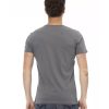 Short Sleeve T-Shirt with Round Neck and Front Print – L