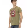 Short Sleeve T-shirt with Round Neck and Front Print – L