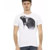 Short Sleeve Round Neck T-Shirt with Front Print – L