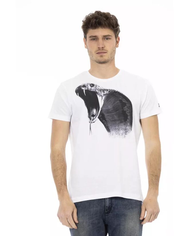 Short Sleeve Round Neck T-Shirt with Front Print – L