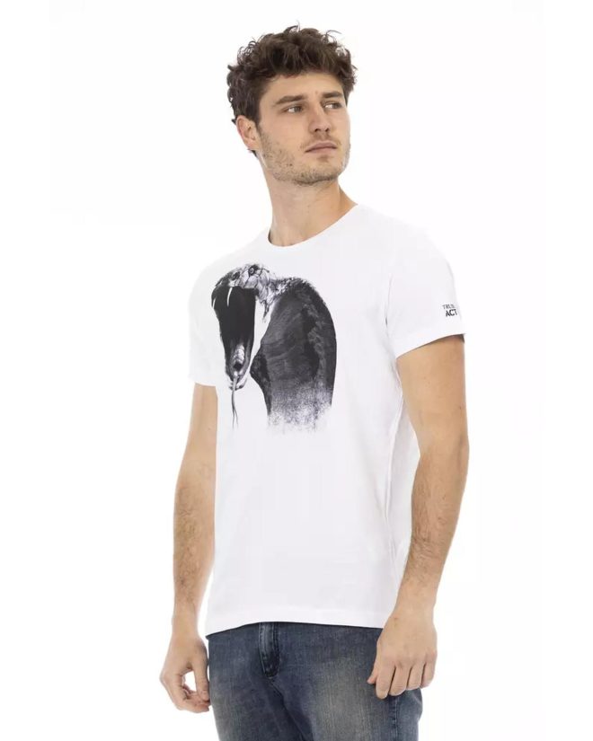 Short Sleeve Round Neck T-Shirt with Front Print – L