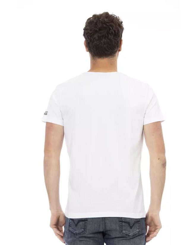 Short Sleeve Round Neck T-Shirt with Front Print – L