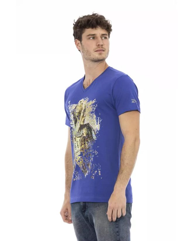 Short Sleeve V-Neck T-shirt with Front Print – 3XL