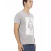 Short Sleeve T-shirt with V-neck and Front Print – L