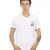 Short Sleeve V-Neck T-Shirt with Chest Print 2XL Men