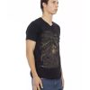 Front Print Short Sleeve V-neck T-shirt – L