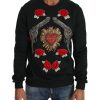 Dolce & Gabbana Green Cotton Crystal Heart Roses Embroidered Pullover Sweater – 48 IT