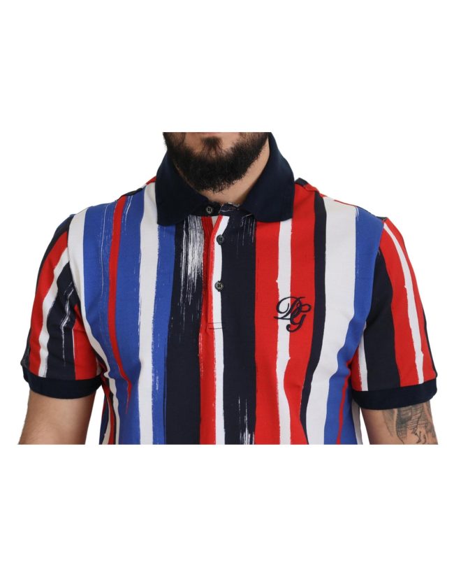 100% Authentic Dolce & Gabbana Striped Polo T-Shirt Men – 48 IT