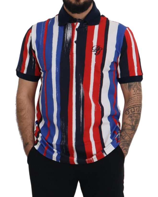 100% Authentic Dolce & Gabbana Striped Polo T-Shirt Men – 48 IT