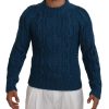 Blue Crewneck Pullover Sweater with Logo Details Men – 44 IT