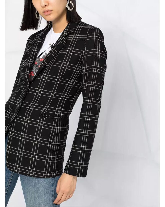 Check Pattern Blazer Jacket with Front Button Closure 44 IT Women